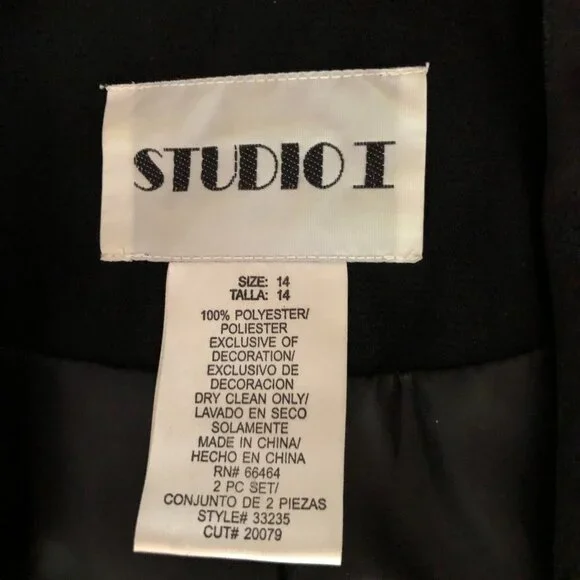 Black Blazer/Skirt Set Women's Size 14 Studio 1 - Picture 5 of 16